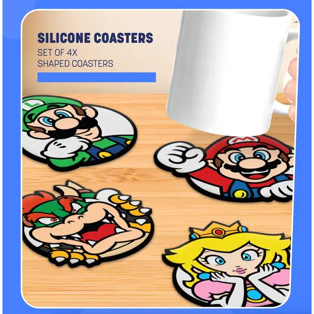 Super Mario Set of 4 Silicone Coasters