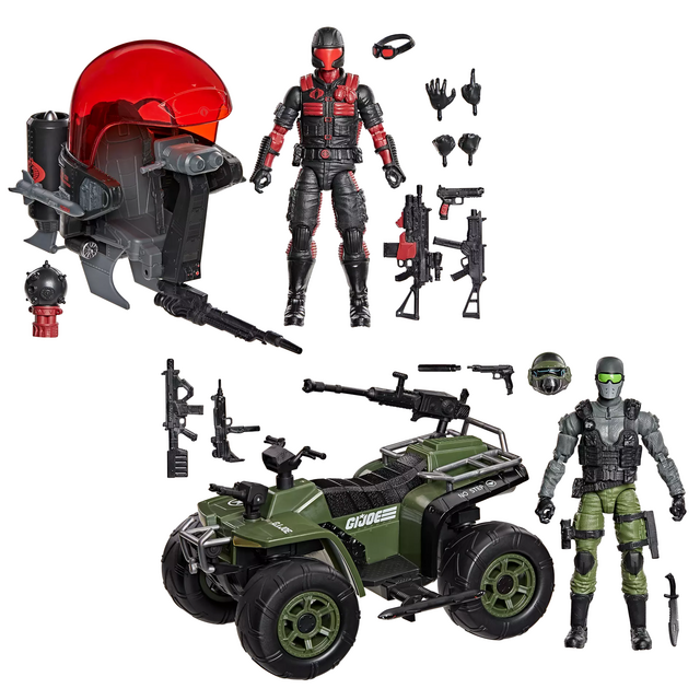 G.I. Joe Classified Series #218 Snake Eyes & Varmint ATV Vs. Stealth Viper & Cobra Stealth Flight Pod (Trubble Bubble)