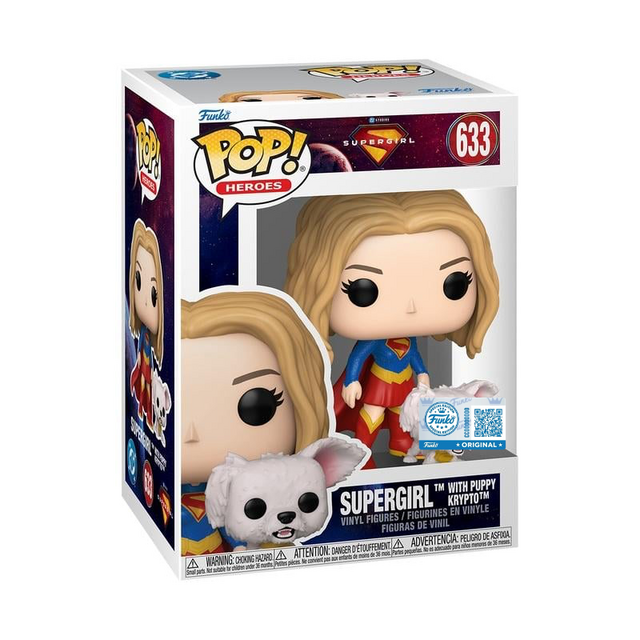 POP! Heroes Supergirl with Puppy Krypto #633 Vinyl Figure 9cm