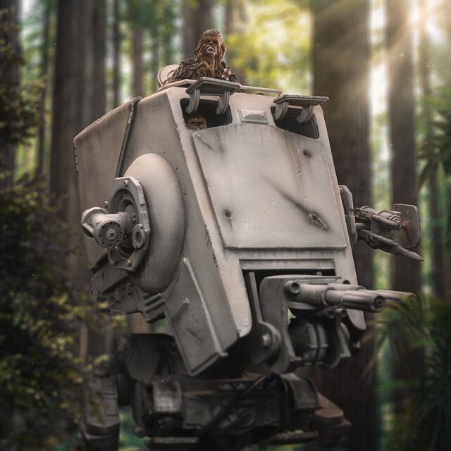 Star Wars Demi Art Scale Statue 1/20 AT-ST and Chewbacca 53cm