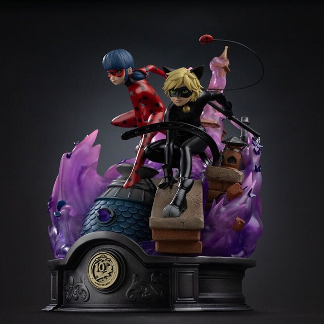 Miraculous Deluxe Art Scale Statue 1/10 Lady Bug and Cat Noir Signed Edition 23 cm