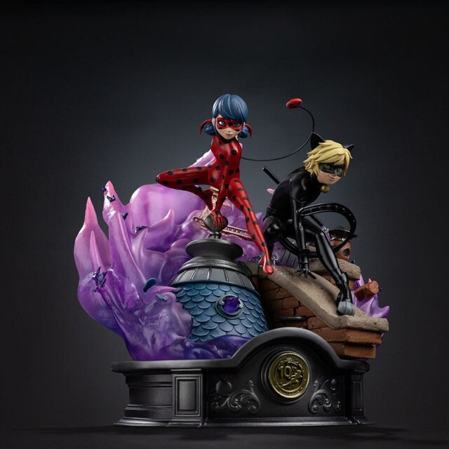 Miraculous Deluxe Art Scale Statue 1/10 Lady Bug and Cat Noir Signed Edition 23 cm