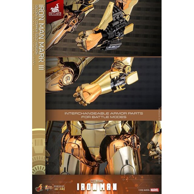 Iron Man Movie Masterpiece Diecast Action Figure 1/6 Iron Man Mark III (Golden & Copper Gold Version) Hot Toys Exclusive 33cm