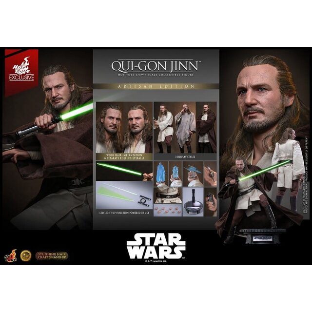Star Wars: The Phantom Menace Movie Masterpiece Action Figure 1/6 Qui-Gon Jinn (Artisan Edition) Hot Toys Exclusive 32cm