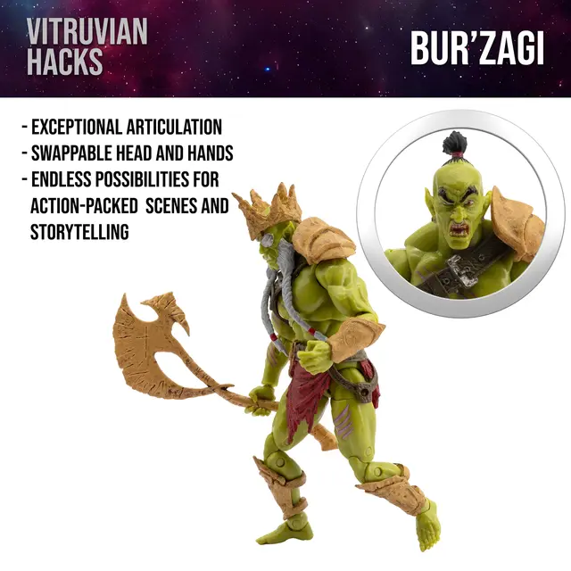 Vitruvian H.A.C.K.S. Action Figure Mighty Orc Sovran Bur'Zagi 11cm
