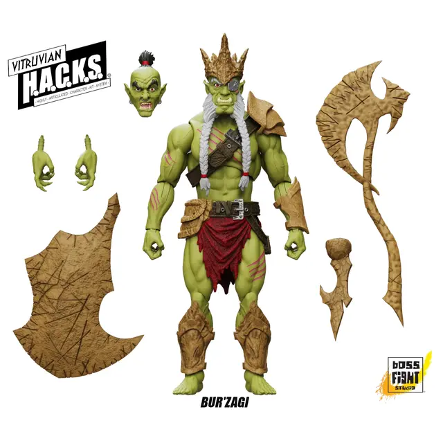 Vitruvian H.A.C.K.S. Action Figure Mighty Orc Sovran Bur'Zagi 11cm