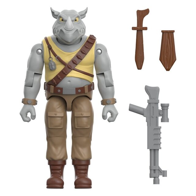 Teenage Mutant Ninja Turtles ReAction+ Rocksteady Wave 2 Action Figure 10cm