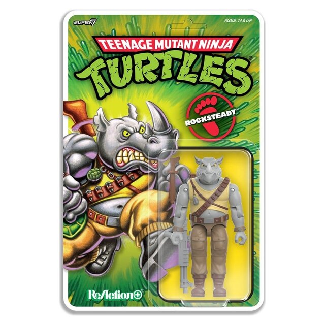 Teenage Mutant Ninja Turtles ReAction+ Rocksteady Wave 2 Action Figure 10cm