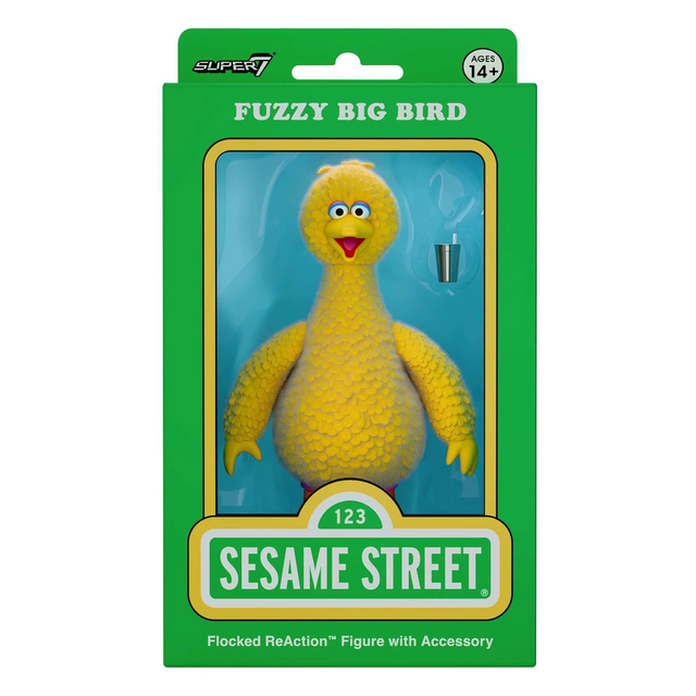 Sesame Street Fuzzy Big Bird Flocked ReAction Figure 10cm