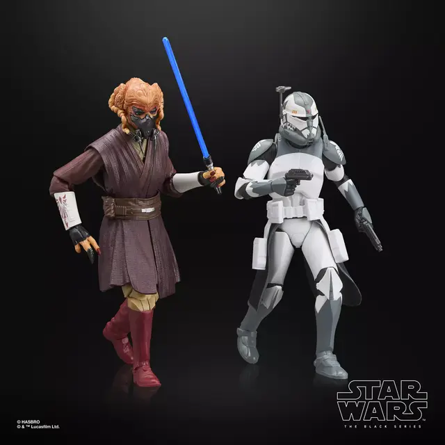 Star Wars Black Series Plo Koon & Clone Commander Wolffe Action Figures 15cm