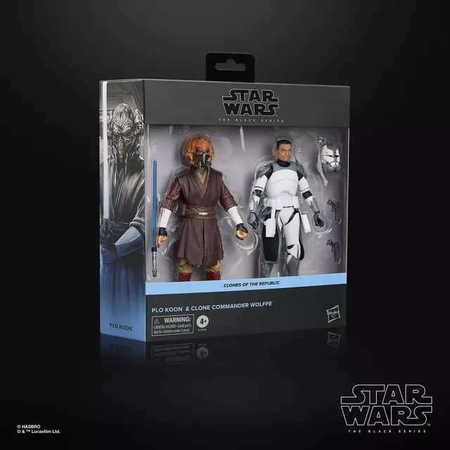 Star Wars Black Series Plo Koon & Clone Commander Wolffe Action Figures 15cm