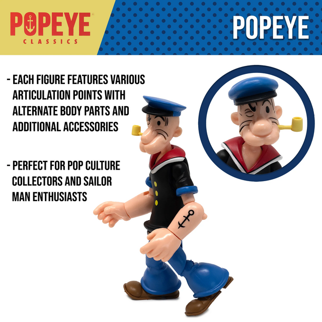 Popeye Classics Action Figure Popeye 1st Appearance (Black Shirt) 11cm