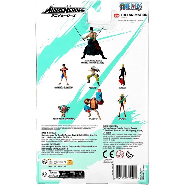 Anime Heroes One Piece Roronoa Zoro Three Sword Style Action Figure 17cm