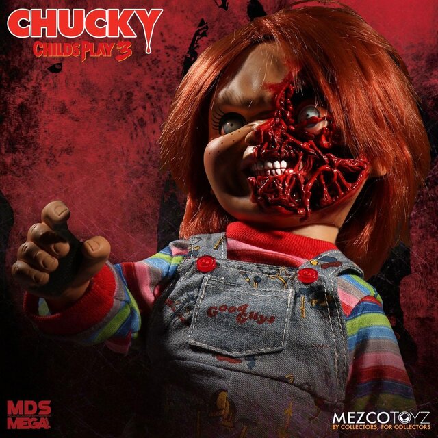 Child´s Play 3 Designer Series Talking Pizza Face Chucky 38cm