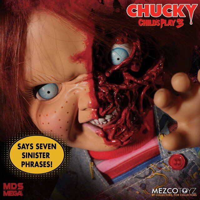 Child´s Play 3 Designer Series Talking Pizza Face Chucky 38cm