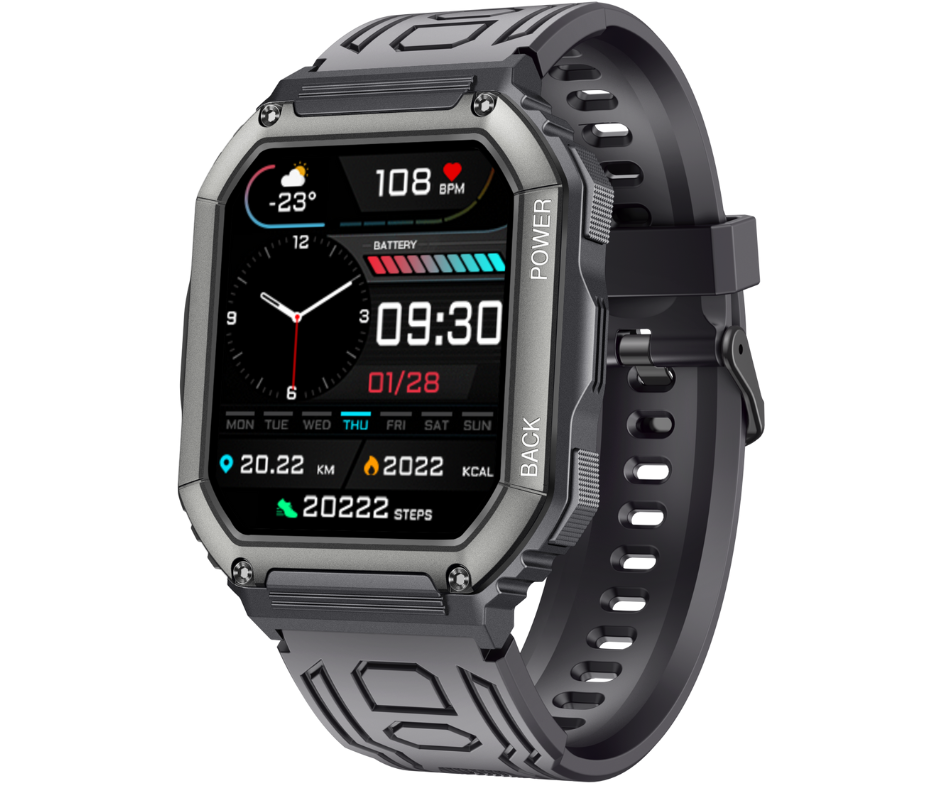 Smartwatch zwart | 28 sportmodes | 10 dagen batterijduur | Belfunctie & Bloeddrukmeter