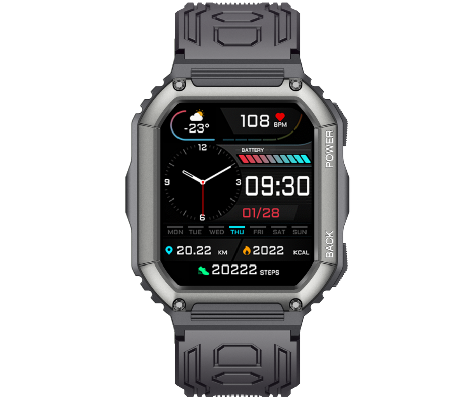 Smartwatch zwart | 28 sportmodes | 10 dagen batterijduur | Belfunctie & Bloeddrukmeter