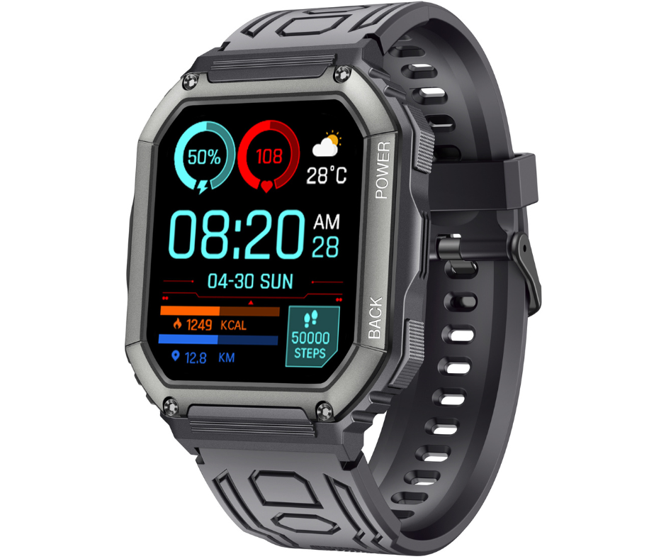 Smartwatch zwart | 28 sportmodes | 10 dagen batterijduur | Belfunctie & Bloeddrukmeter