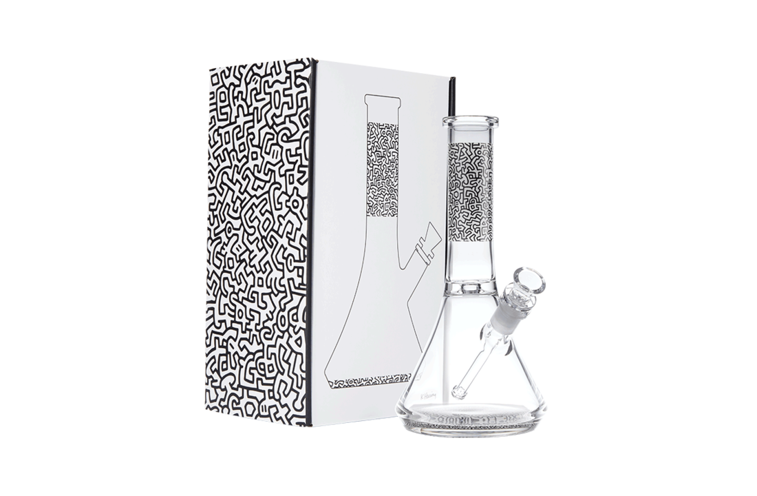 K. Haring Glass Bong Black & White