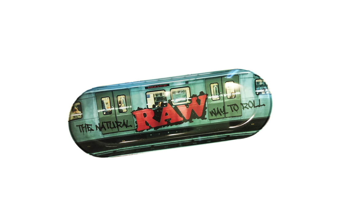 RAW Metal Skate Deck Rolling Tray Grafitti
