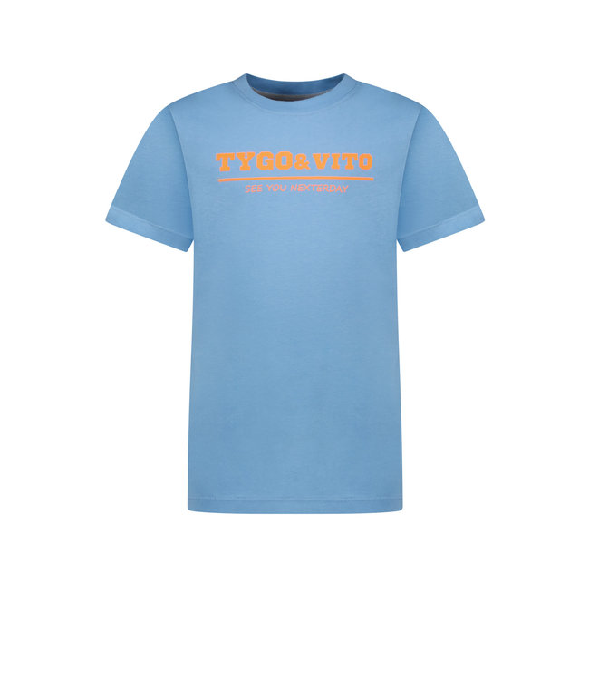 Tygo & Vito Jongens t-shirt logo - Helder blauw