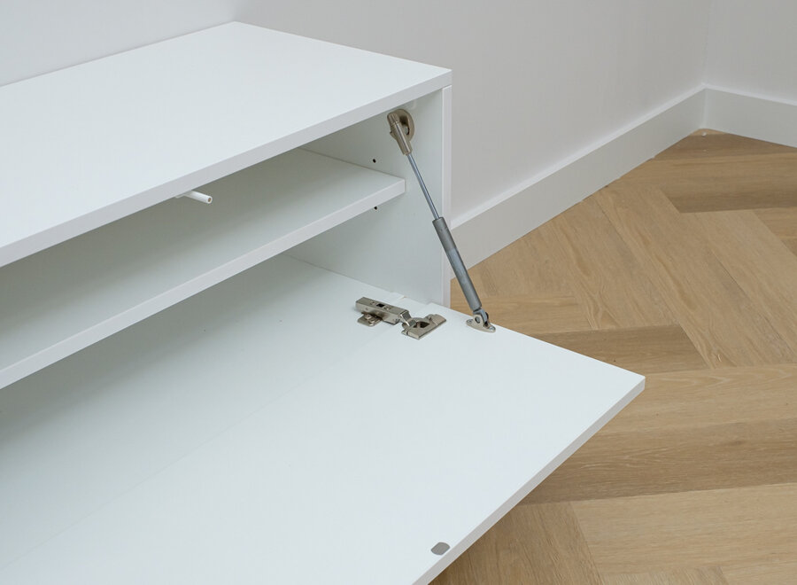 Zwevend Tv meubel met 2 kleppen in wit