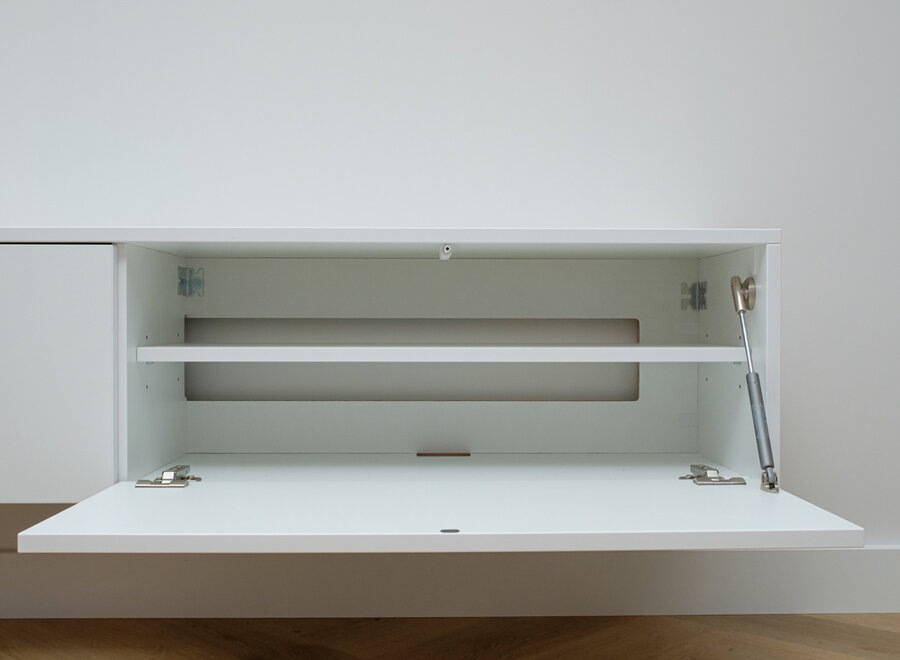 Zwevend Tv meubel met 2 kleppen in wit