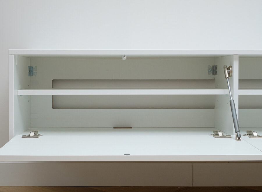 Zwevend Tv meubel met 3 kleppen in wit