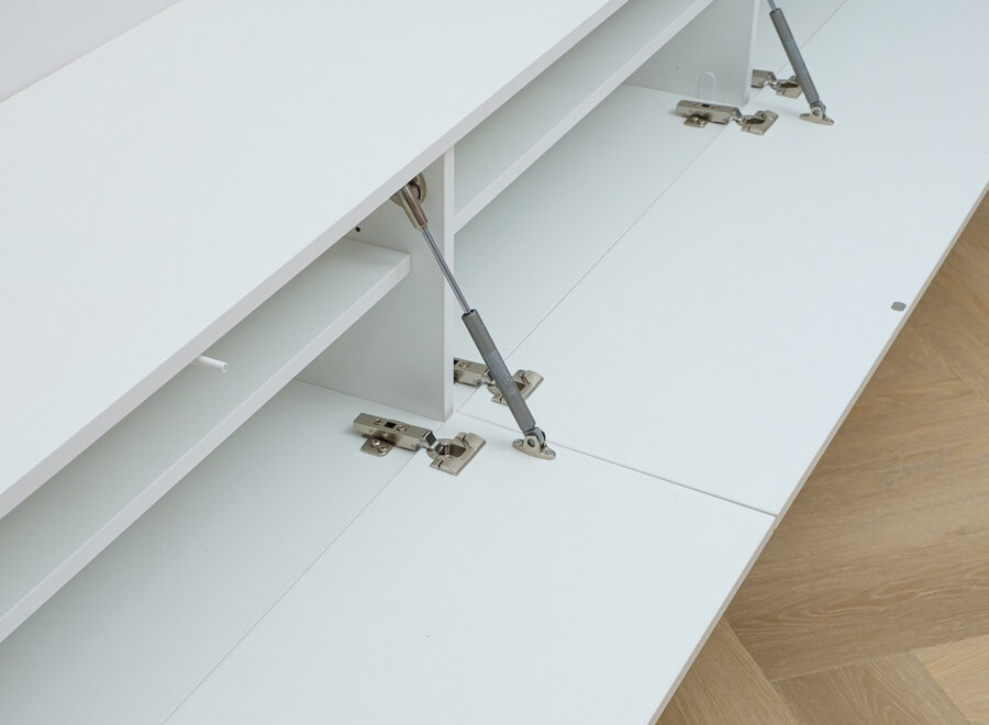 Zwevend Tv meubel met 3 kleppen in wit