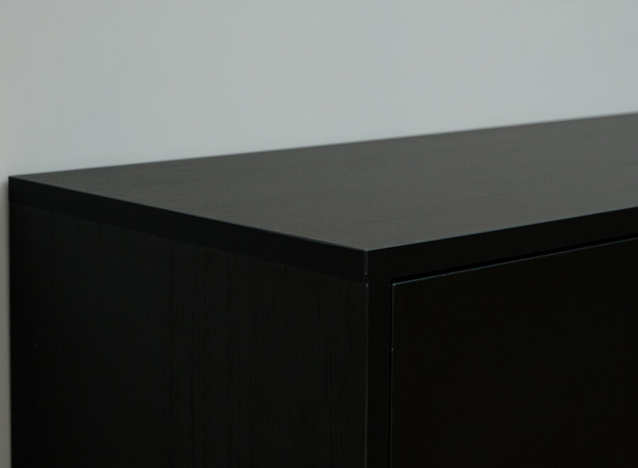 Zwevend tv meubel met 3 kleppen zwart eiken