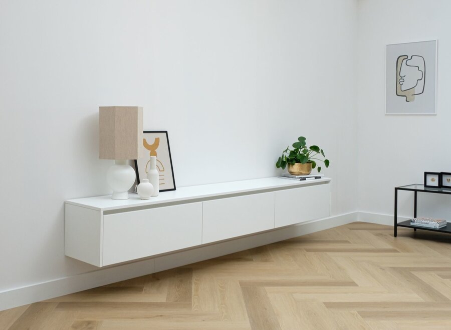 Tv meubel met 3 kleppen wit met greep