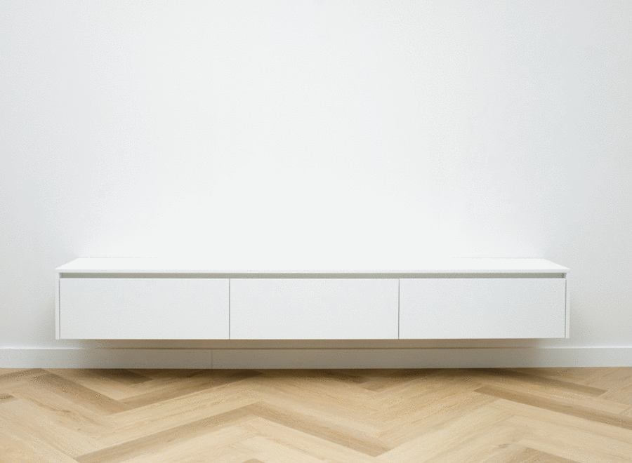 Tv meubel met 3 kleppen wit met greep