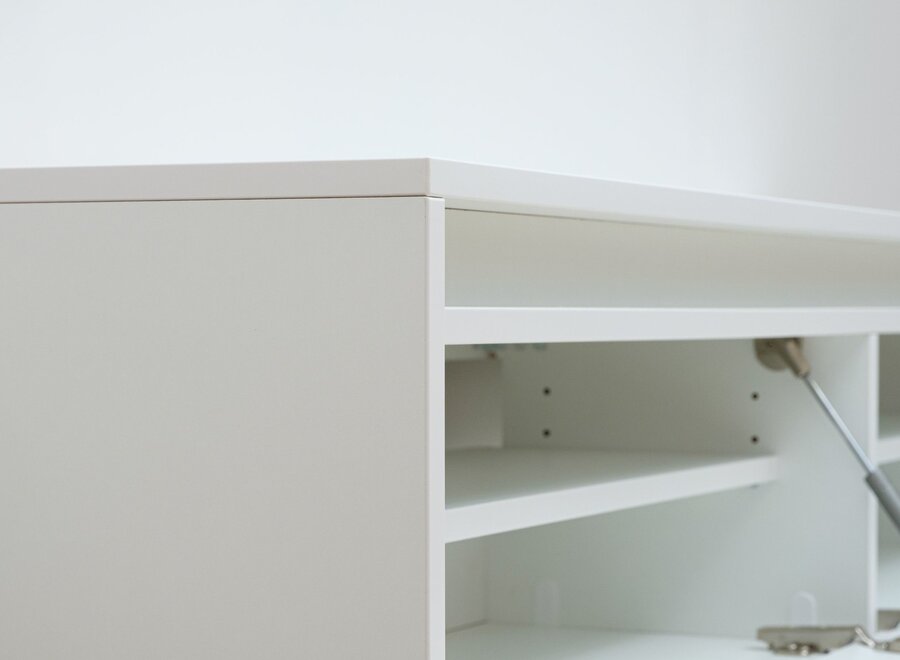 Zwevend tv meubel met 2 kleppen wit met greep