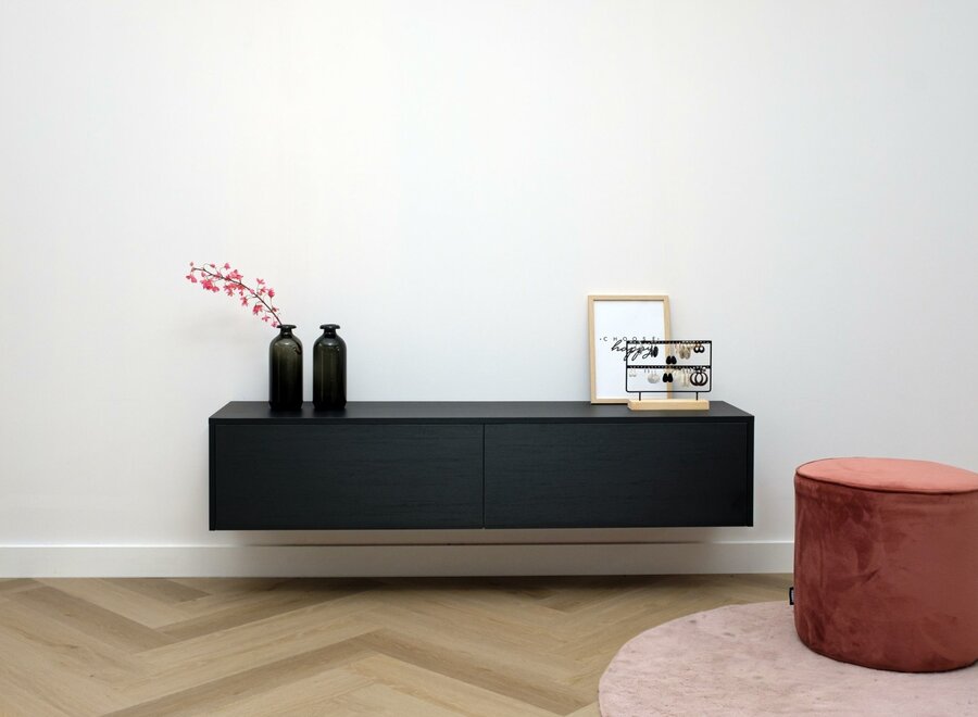 Tv meubel met 2 kleppen in zwart eiken