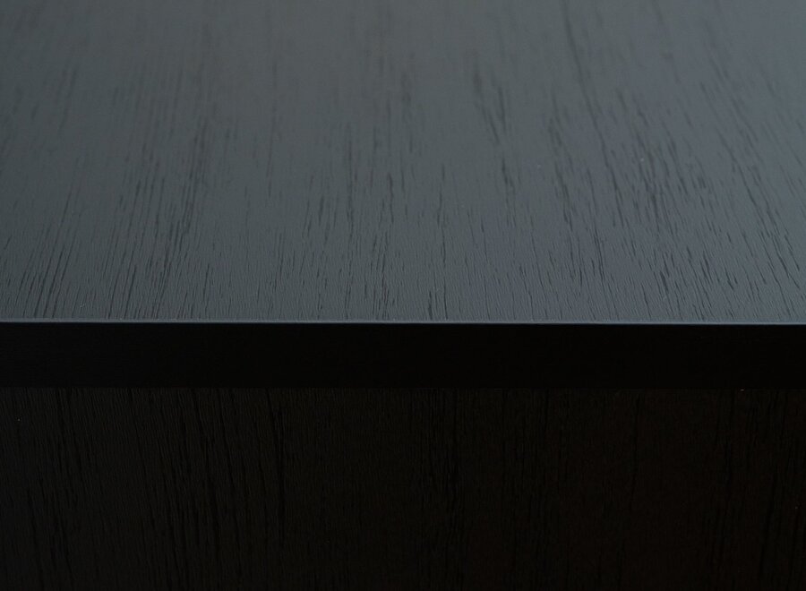 Zwevend tv meubel met 2 kleppen in zwart eiken