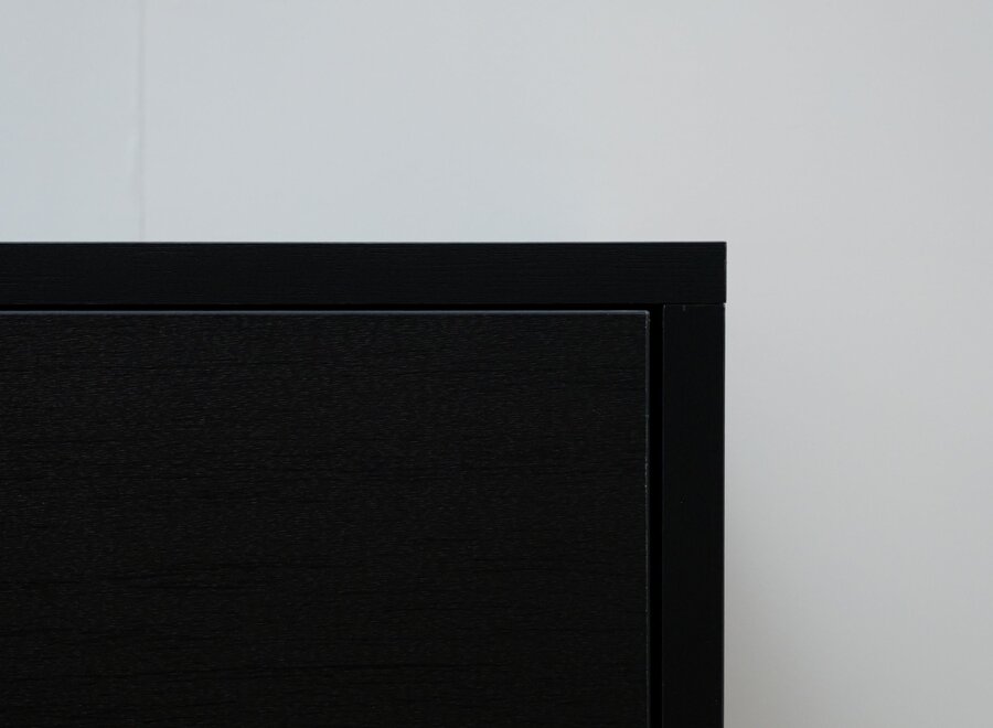 Zwevend tv meubel met 2 kleppen in zwart eiken