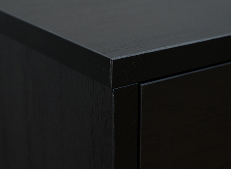 Zwevend tv meubel met 2 kleppen in zwart eiken