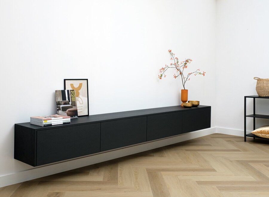 Tv meubel met 4 kleppen in eiken (kleur naar keuze)