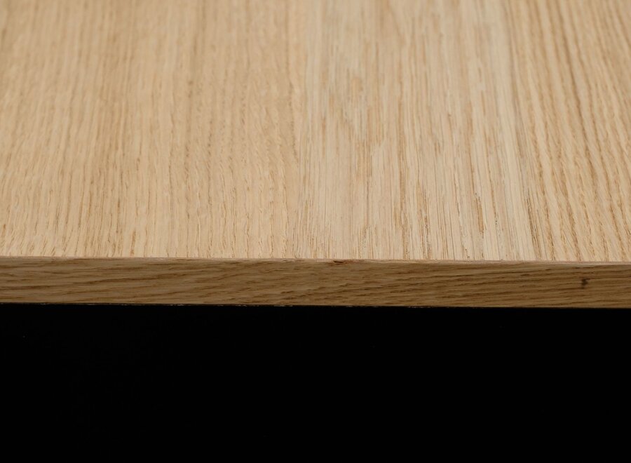 Zwevend tv meubel met 3 kleppen zwart met eiken blad