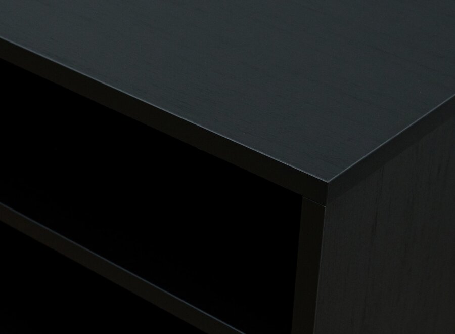 Zwevend tv meubel met open vak in zwart eiken