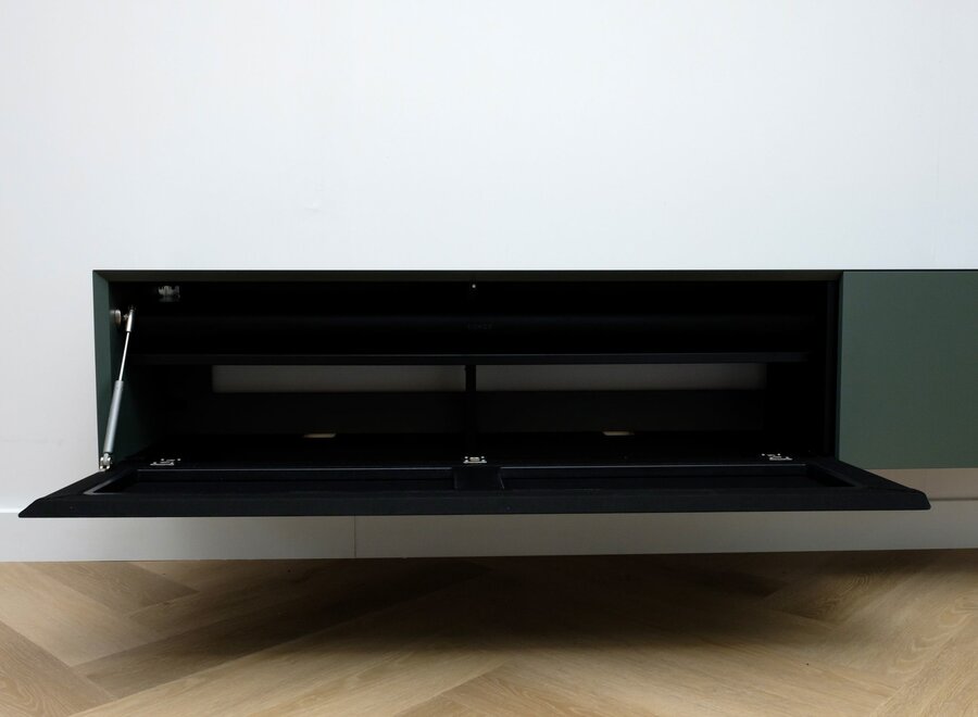 Zwevend Tv meubel met 2 kleppen en speakerdoek