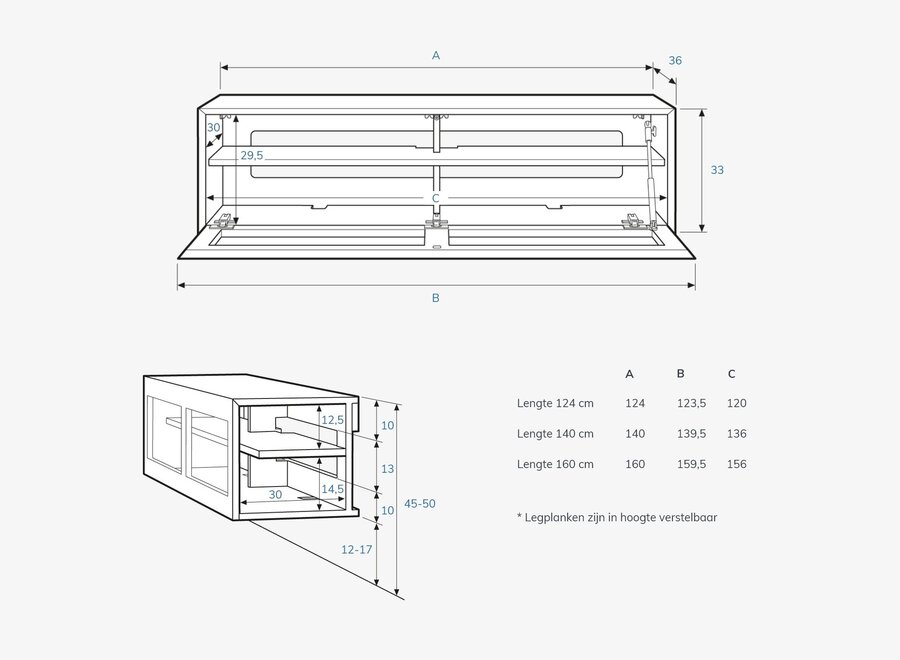 Tv meubel met speakerdoekfront (div. kleuren)