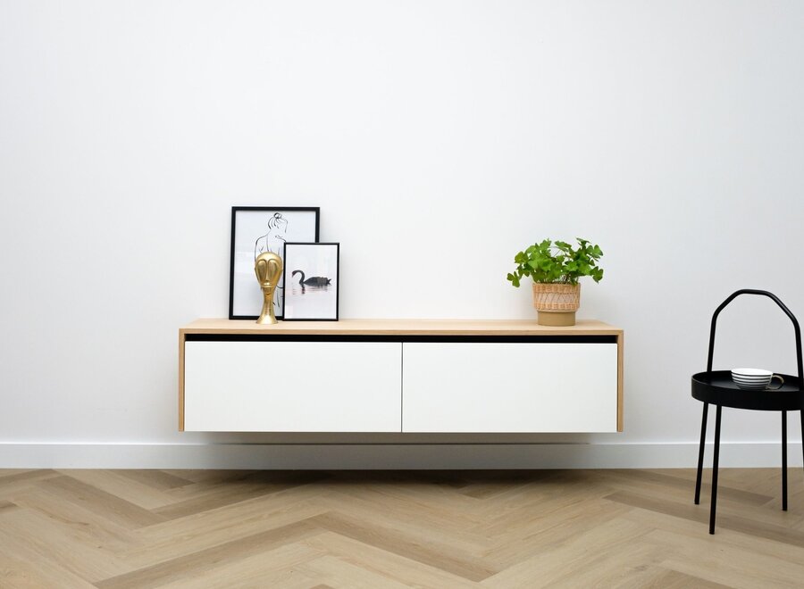 Tv meubel met 2 kleppen - eiken/kleur