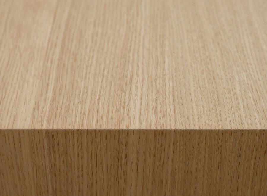 Zwevend tv meubel greeplijst model met 2 kleppen in eiken fineer en gekleurde fronten glad