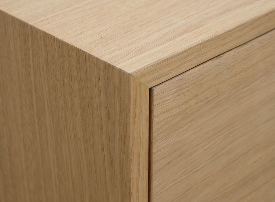 Zwevend tv meubel met 3 kleppen in eiken fineer gelakt