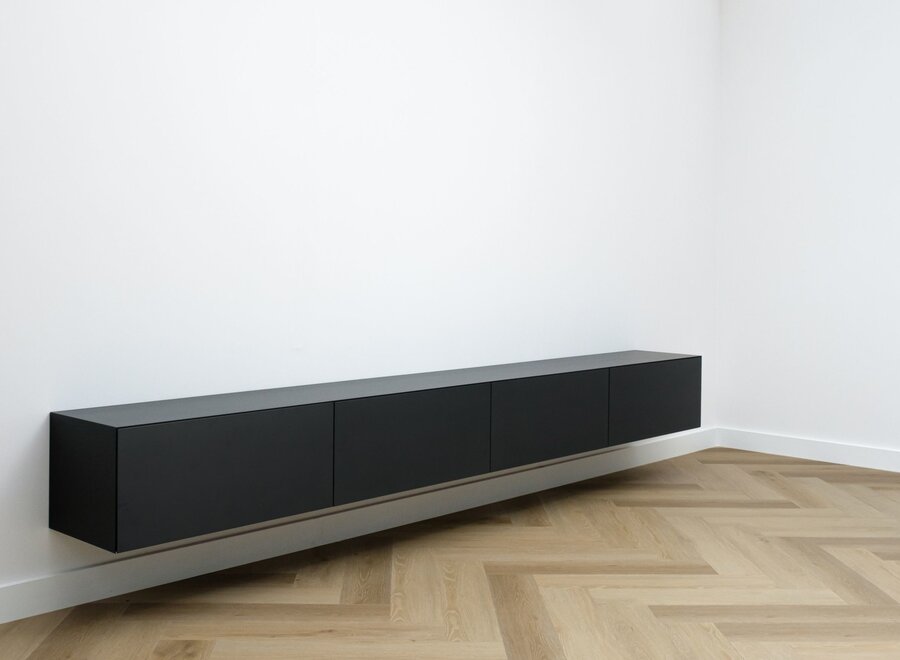 Zwevend Tv meubel met 4 kleppen - in kleur naar keuze