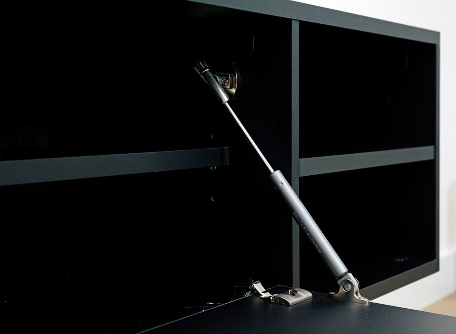 Zwevend tv meubel met open vak in zwart eiken