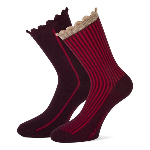 Marcmarcs Marcmarcs Amy Effen & Gestreepte Katoenen Damessokken 2-Pack