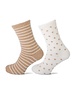 Basset Dames Huissokken met Nop en Streep Print 2-Pack