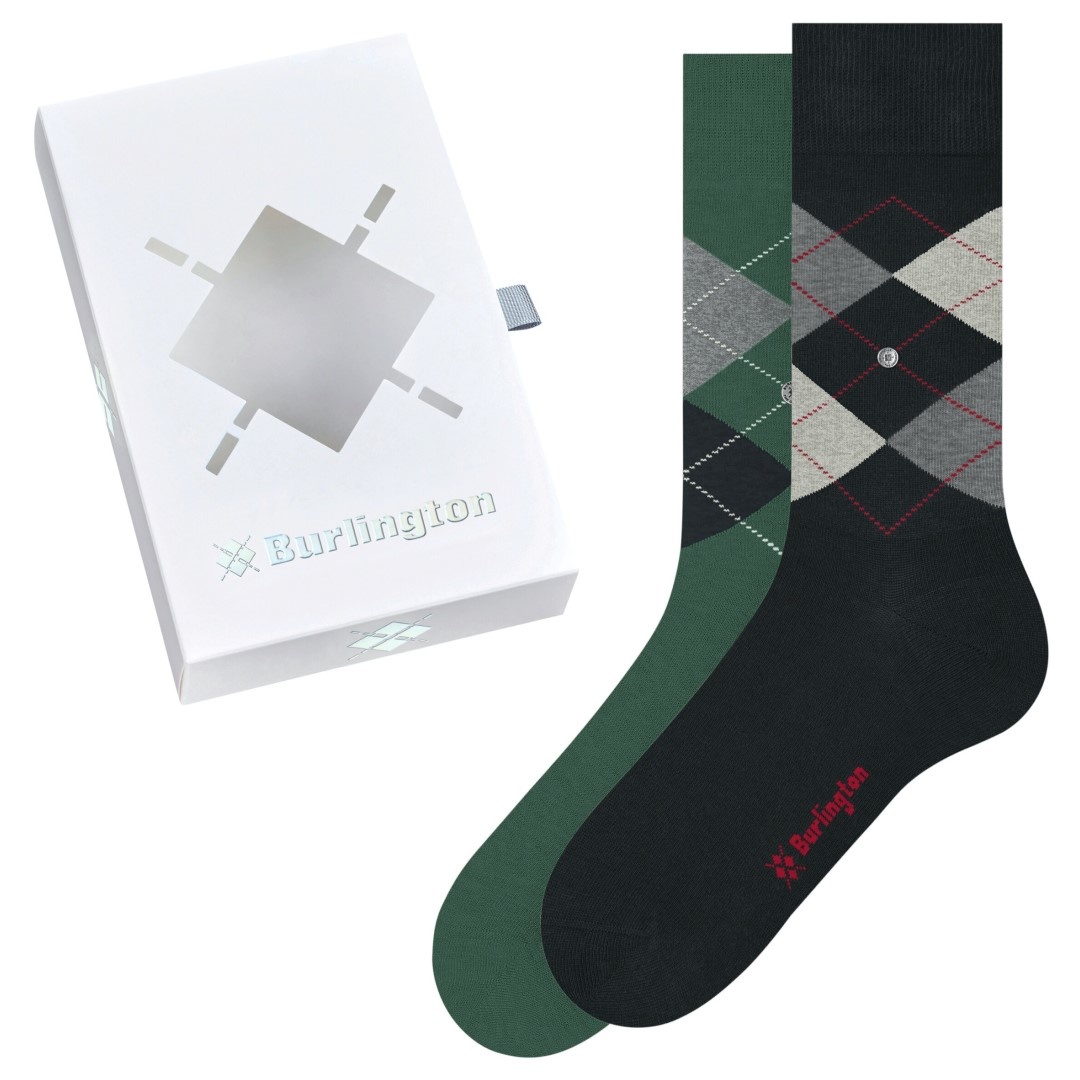 Bij elkaar passen jas Nationale volkstelling Burlington katoenen herensokken Basic Gift Box 2-Pack - sokkenzaak.nl